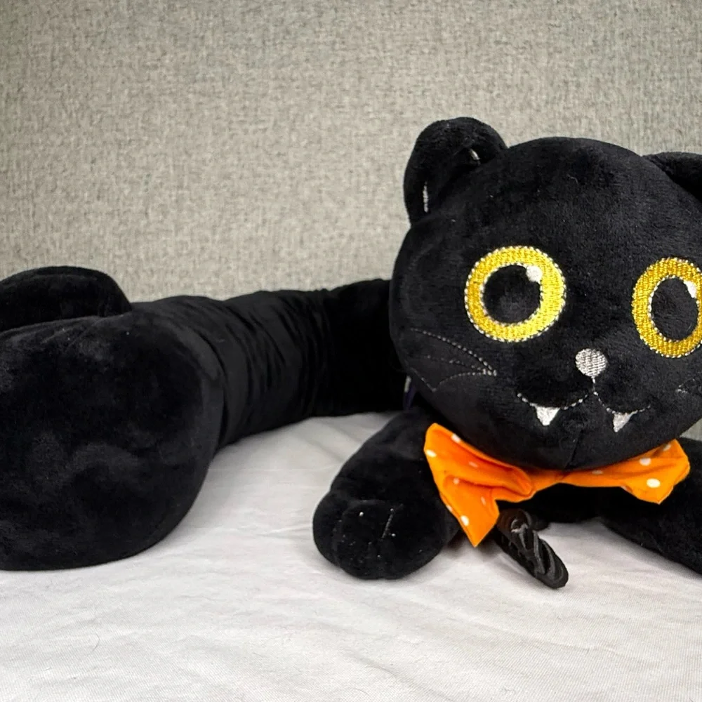 FAO Schwartz Door and Window Draft Guard Halloween Black Cat‎ Velour NWT